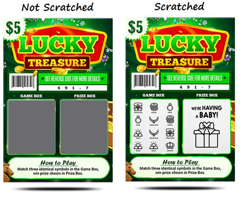 6 PACK - Pregnancy Announcement Lottery Scratch-Off Tickets - Looks Authentic - 4x6 Inch - Great Large Size!